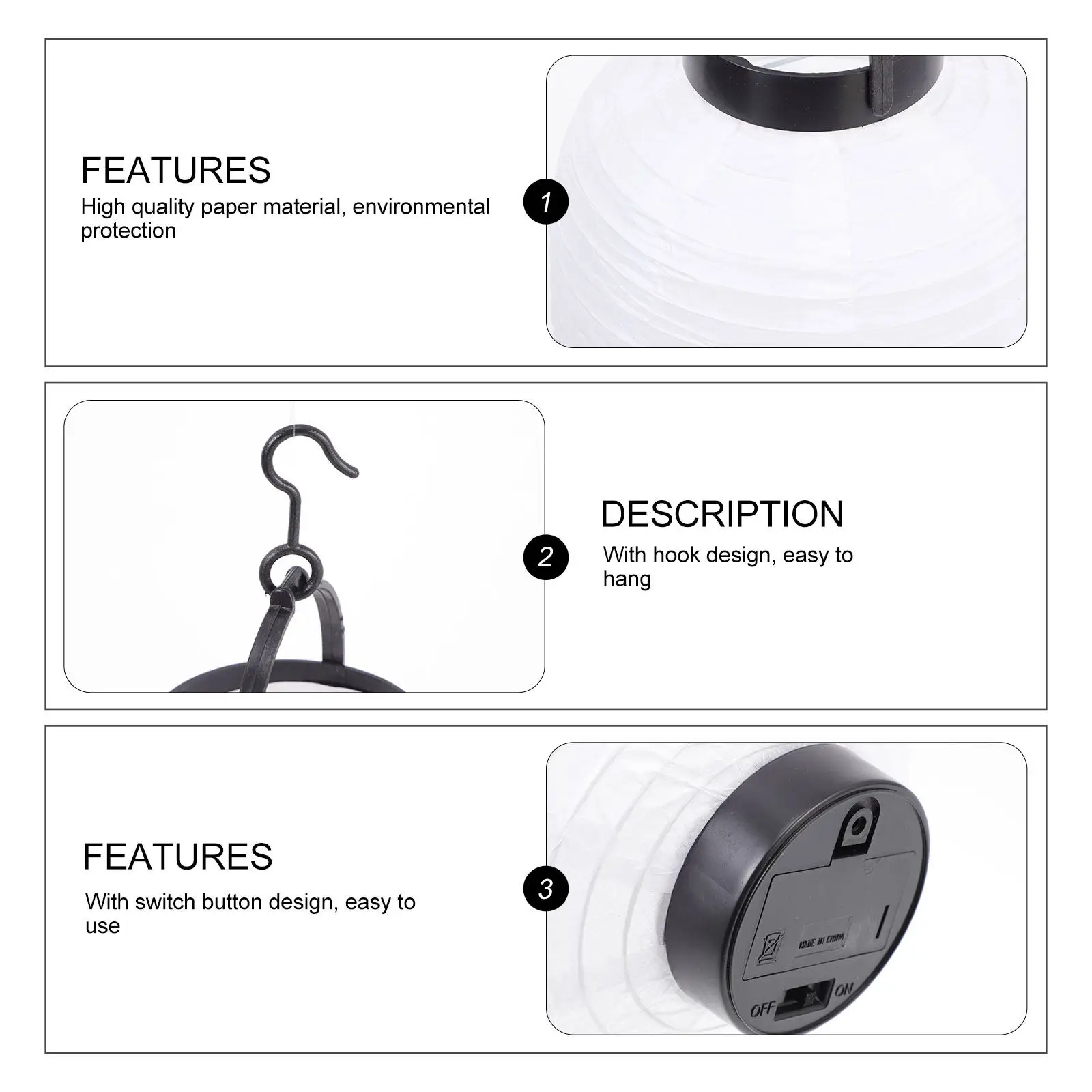 

1Pcs Paper Lantern with Light Simple Design Foldable Decorative Lamp for Outdoor Indoor Party Wedding Baby Shower Decoration