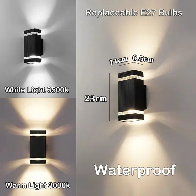 CHENBEN E27 Outdoor Wall Light Black 7
