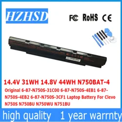 14,4 v 31wh 14,8 v 44wh N750BAT-4 original 6-87-n750s-31c00 N750S-4EB2 N750S-3CF1 Laptop-Akku für clevo n750bu n750wu n751bu