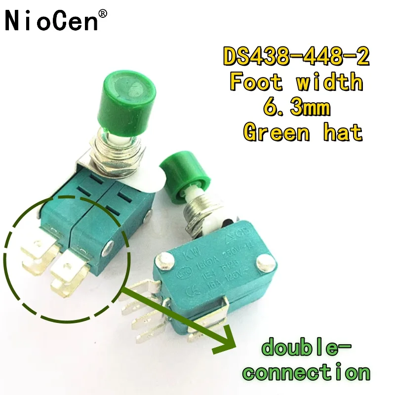 （2pcs）Red/green hat DS438-448 since the reset button at micro switch opening 12 mm Feet 4.8/6.3 mm wide Single/double