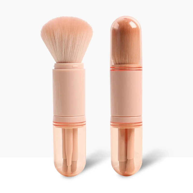 

【WHB】Travel Makeup Brushes Set Retractable Kabuki Brush And 3 Small Brushes For Eye With Soft Bistles Small Portable For Touch