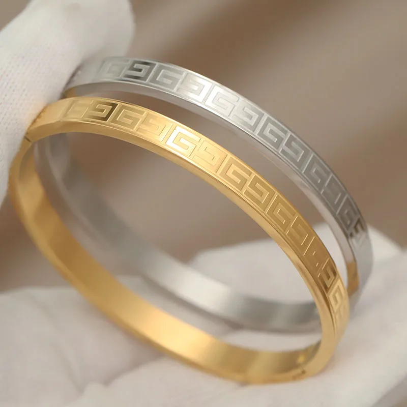 316L Classic Stainless Steel Metal Geometric Bracelet for Women Elegant Bangles Rust-proof Bangle Wrist Jewelry