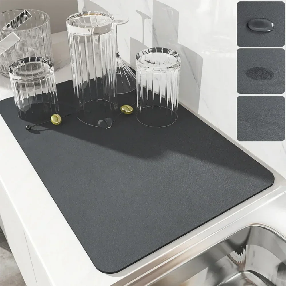 Coffee Machine Mat Kitchen Drain Mat Utensil Drying Mat Quick Drying Diatomaceous Earth Absorbent Placemat