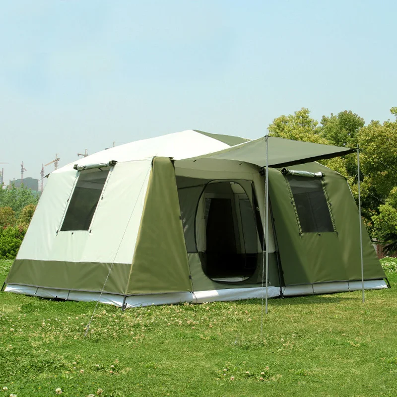 

2 Bedroom 1 Living Room UV 6 8 10 12 Person Luxury Family Party Base Anti Rain Hiking Travel Mountaineering Outdoor Camping Tent