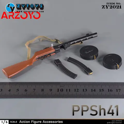 ZYTOYS ZY2021 1/6 Scale Gun Rifle Bobosa PPSh41 Model Plastics 13CM PVC Toy Fit 12'' Male Soldier Action Figure Body