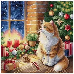 Christmas Balloon Cat  Sewing kit 16CT 18CT 14CT Unprinted Cross Stitch Kits Embroidery Art DIY Handmade Needlework Home Decor