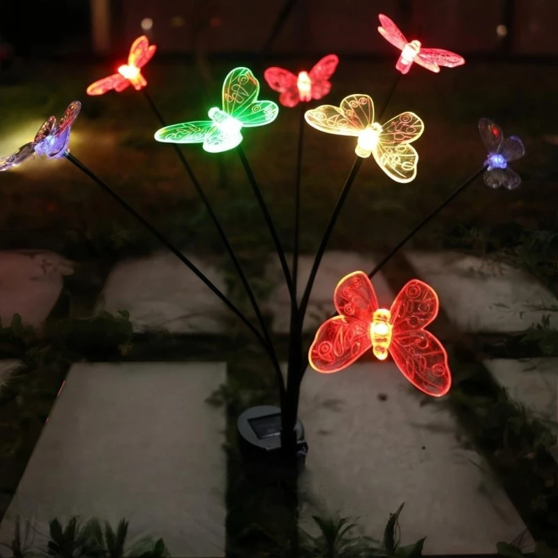 Solar Garden Lights Outdoor Waterproof Decorative Color Changing Swaying Butterfly Lights Garden Decor Stakes for Outside image 3