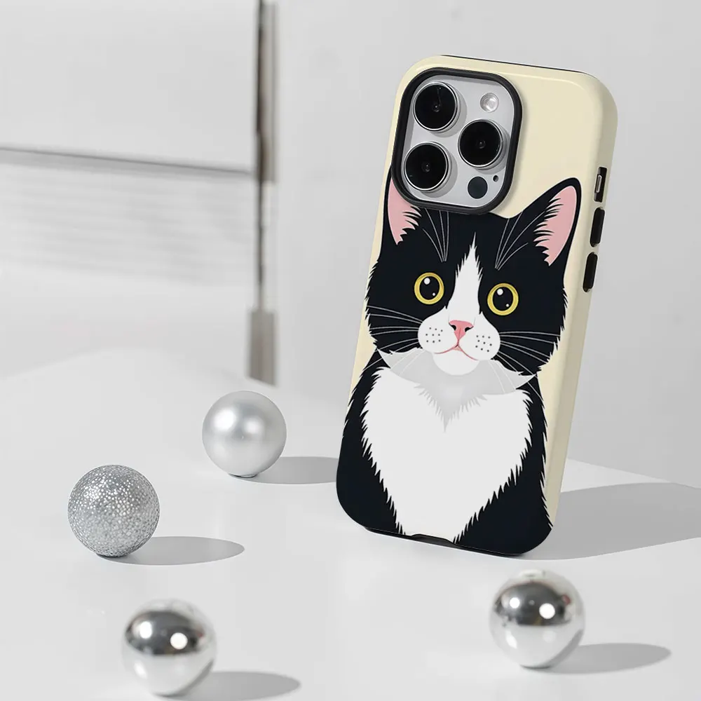 Tuxedo Cat Portrait Phone Case for iPhone 18 17 16 15 14 13 12 11 Air Pro Max Plus Double-layer Cover view 4