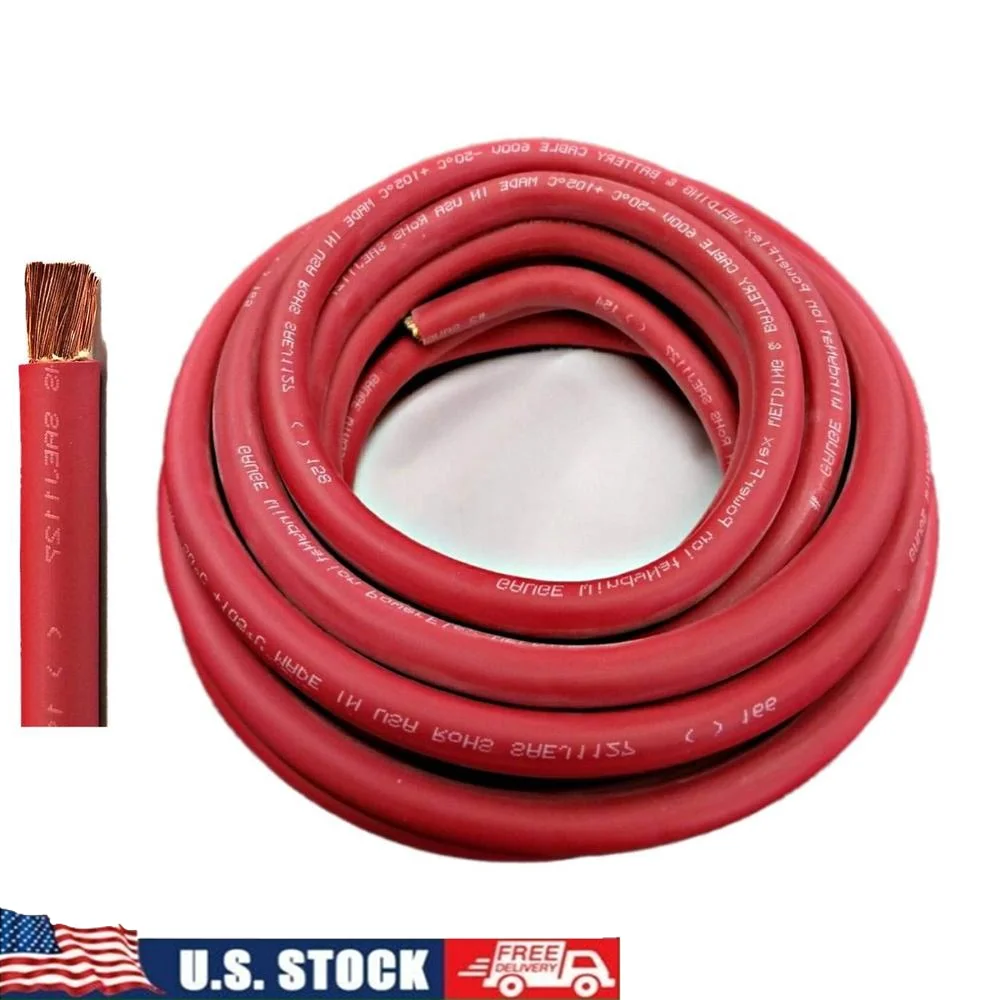 4/0 AWG Pure Copper Welding Cable Wire 5 ft Red USA Made Inverter RV Solar Power