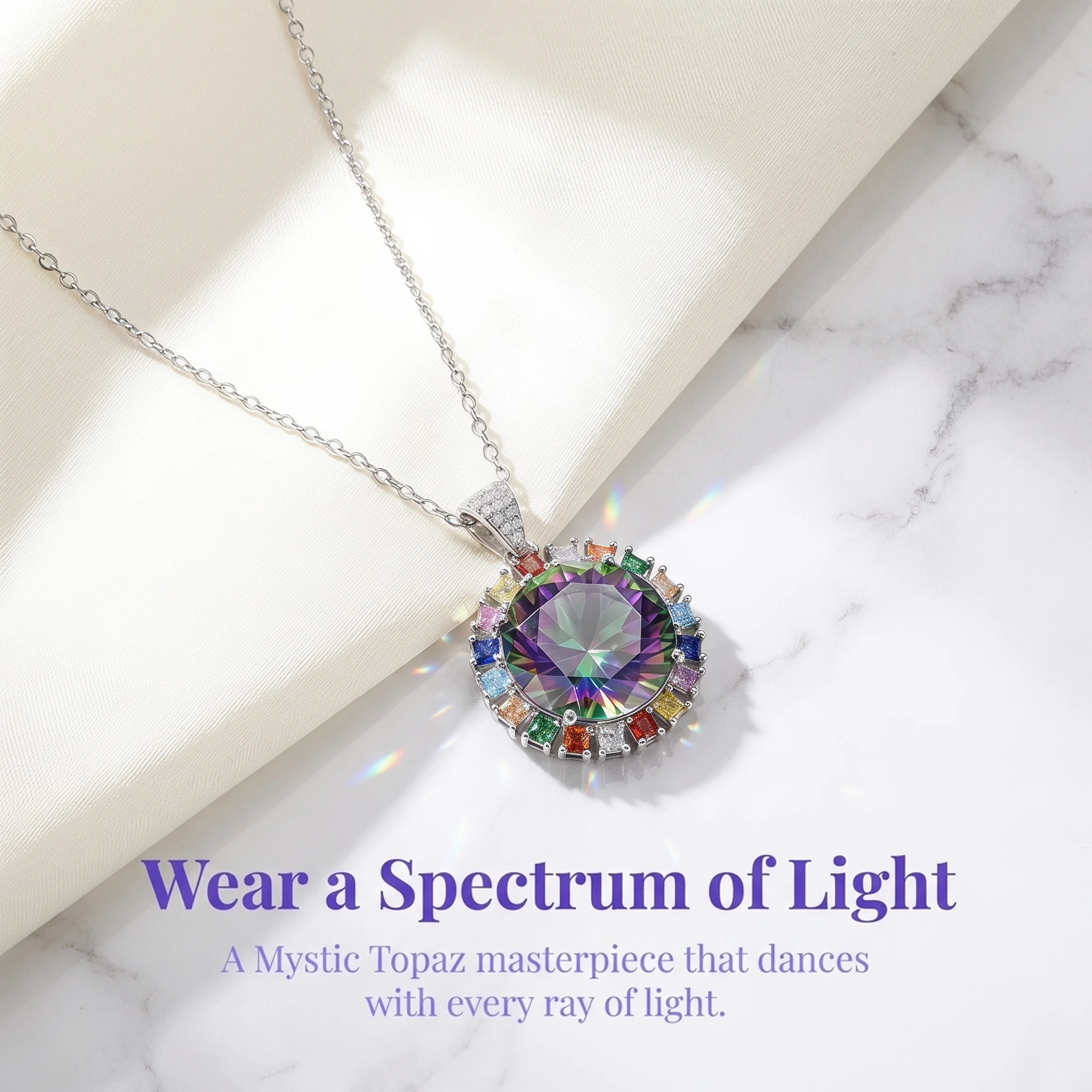 Luxury Semi-gold 925 Sterling Silver Ultra-bright Blue sapphire Pendant. Colorful Gemstone Necklace, Designed for Women.