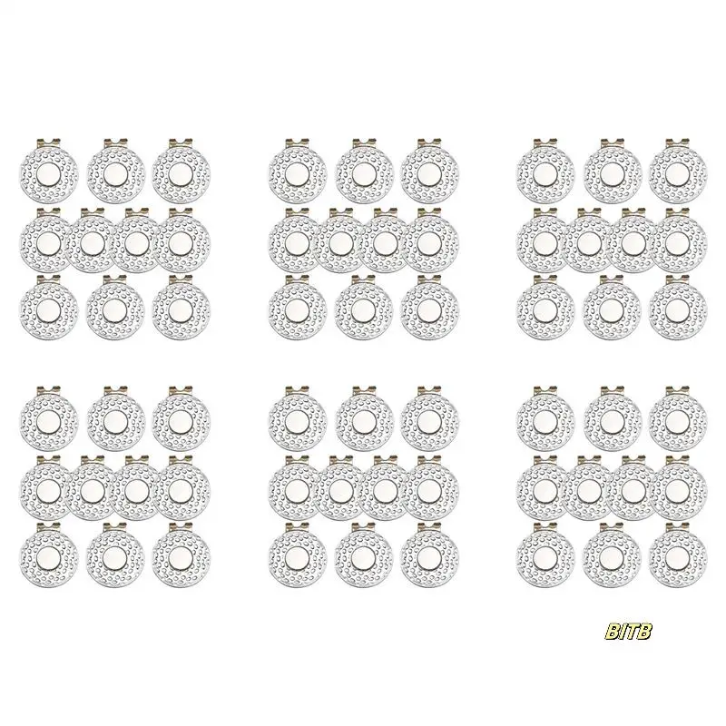 

60X Magnetic Golf Hat Clips Ball Marker Holders For Golf Gloves Hats Bags Caps Visor Belt,Silver
