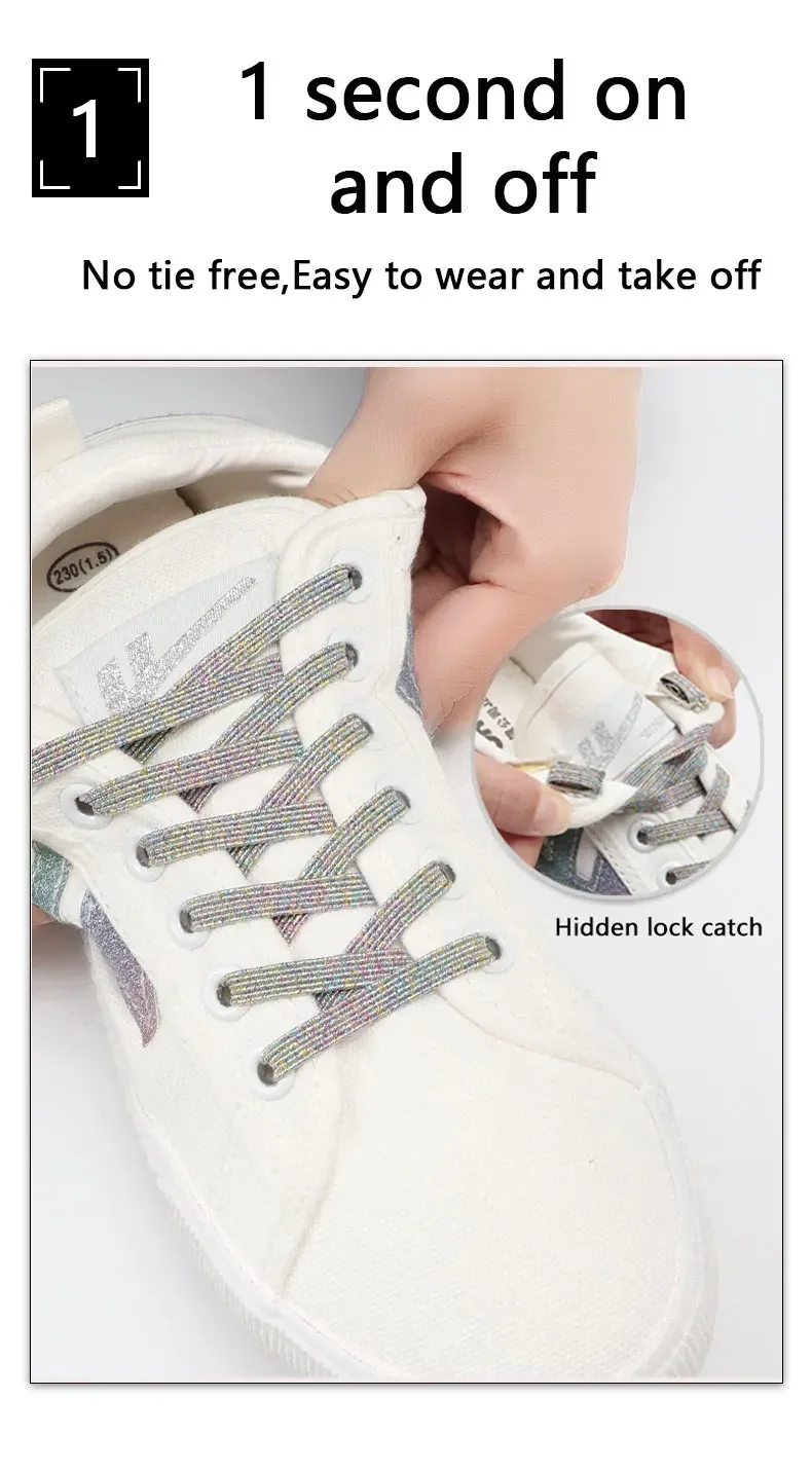 1 Paar flache Schnürsenkel mit Farbverlauf und Glitzer, glänzende, metallisch schimmernde Schnürsenkel für Sneaker, Freizeitschuhe und Skateboardschuhe, dekorative Schnürsenkel. – Detail 3