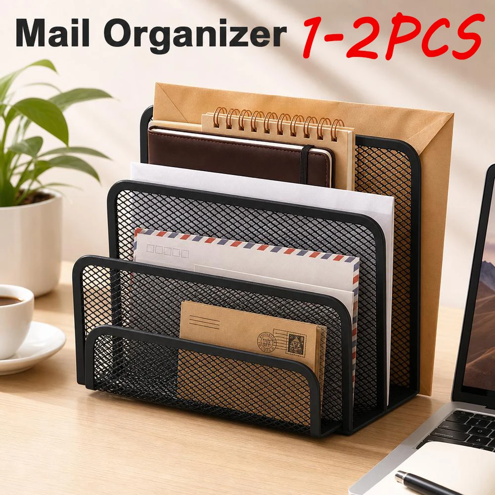 1/2PCS Desk Mail Organizer Small File Holders Letter Organizer Metal Mesh Document/Filing/Folders/Paper Organizer for Desktop