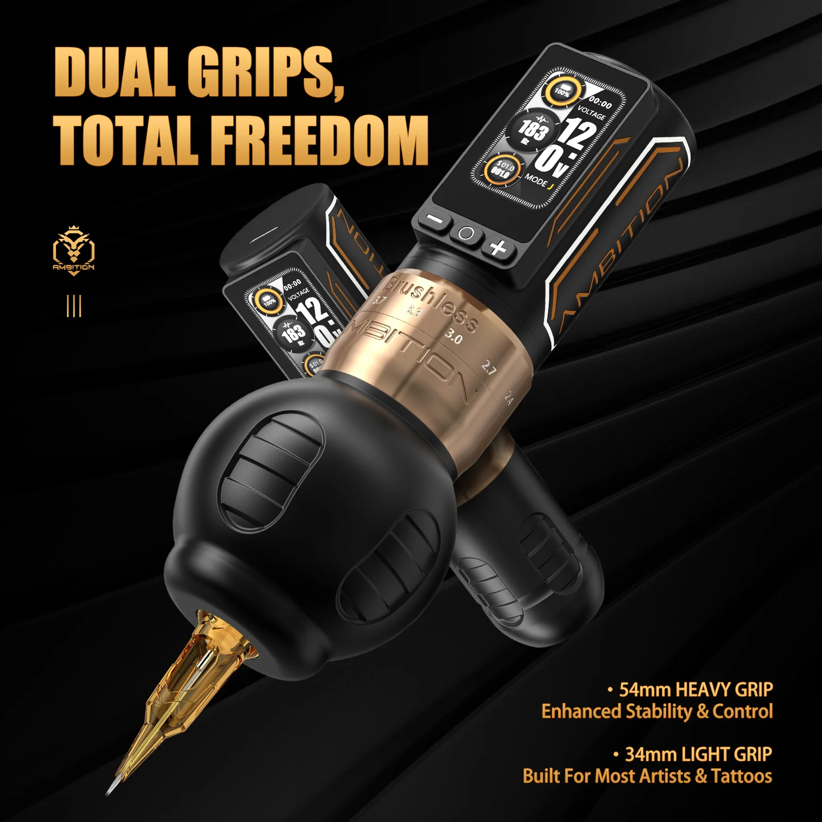 Max 280 Brushless Motor 2.4-4.5mm Adjustable Stroke Professional Wireless Tattoo Machine Pen with 54/34mm Grip