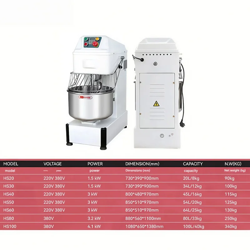 High-Capacity Commercial Spiral Dough Mixer Machine For 50Kg Flour Batch Processing