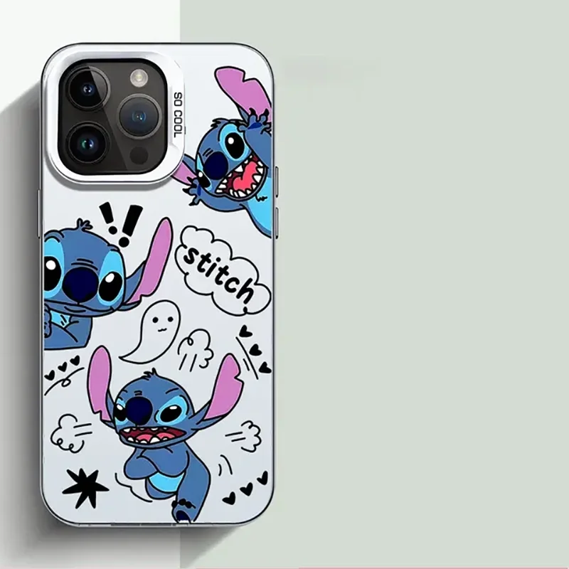 Luxury Disney Stitch Lovely Phone Case for iPhone 14 15 16 13 12 11 Pro Max XS Max XR 12 13 Mini 7 8 Plus Y2K Cute Trendy Cover