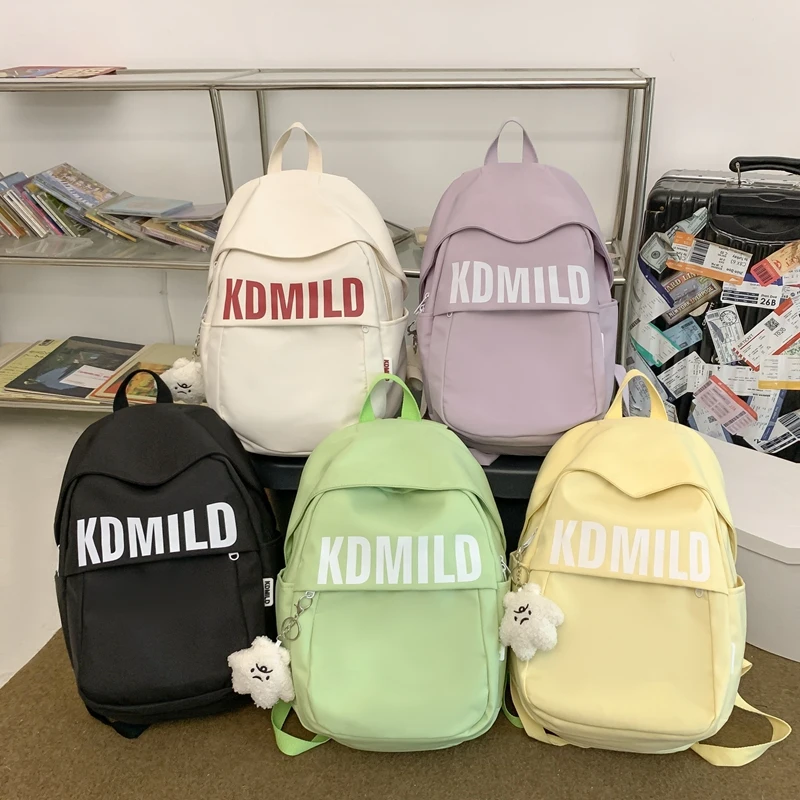 New Nylon Women Backpack Fashion Letter Waterproof Laptop Backpack Cute Girls Boys Schoolbag For Female Students Travel Book Bag