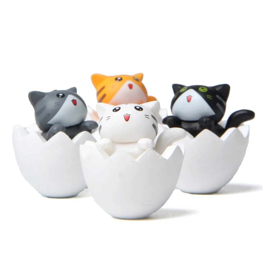 

Cute Resin Cat Open Month In The White Eggshell Mini Figurines Figure Dollhouse Landscape Toy Figurka Ornament Garden Decoration