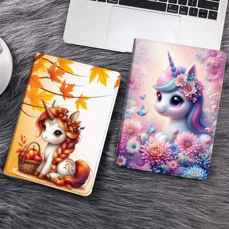 

Cartoon Unicorn Flower Garden Tablet Case For iPad Pro Air 5th 6th 7th 13 M3 M4 M5 12.9 13.3 inch 2018 2022 2024 2025