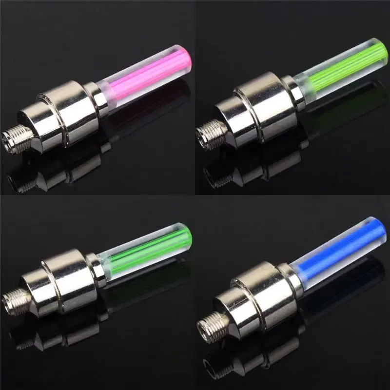 2PCS Bicycle Bike LED Lights Tire Valve Cap Flashlight Auto Car Motorcycle Tire Air Valve Wheel Spokes Light Bike Accessories