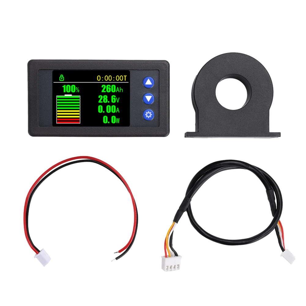 H56AH Battery Capacity Coulomb Meter, DC 10–100V Voltmeter, Ammeter and Battery Meter, Hall-effect Coulomb Meter, Multimeter