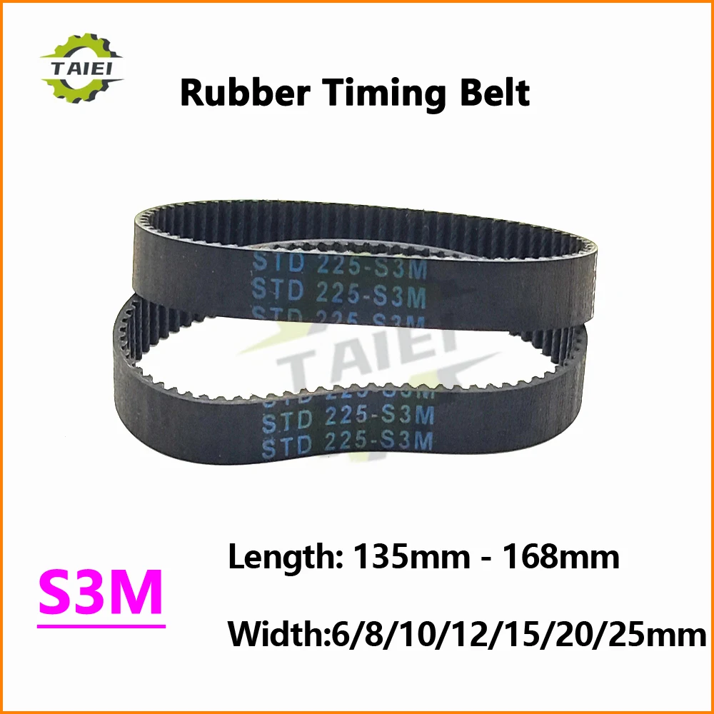 

S3M Rubber Synchronous Belt Length 135 138 141 144 147 150 153 156 159 162 165 168mm Width 6-25mm Loop Timing Drive Toothed Belt