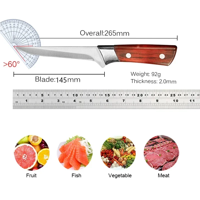 Household Fruit Peeling Knife Kitchen Vegetable Slicer Stainless Steel Butcher Boning Cleaver Slaughtering Knife with Cover