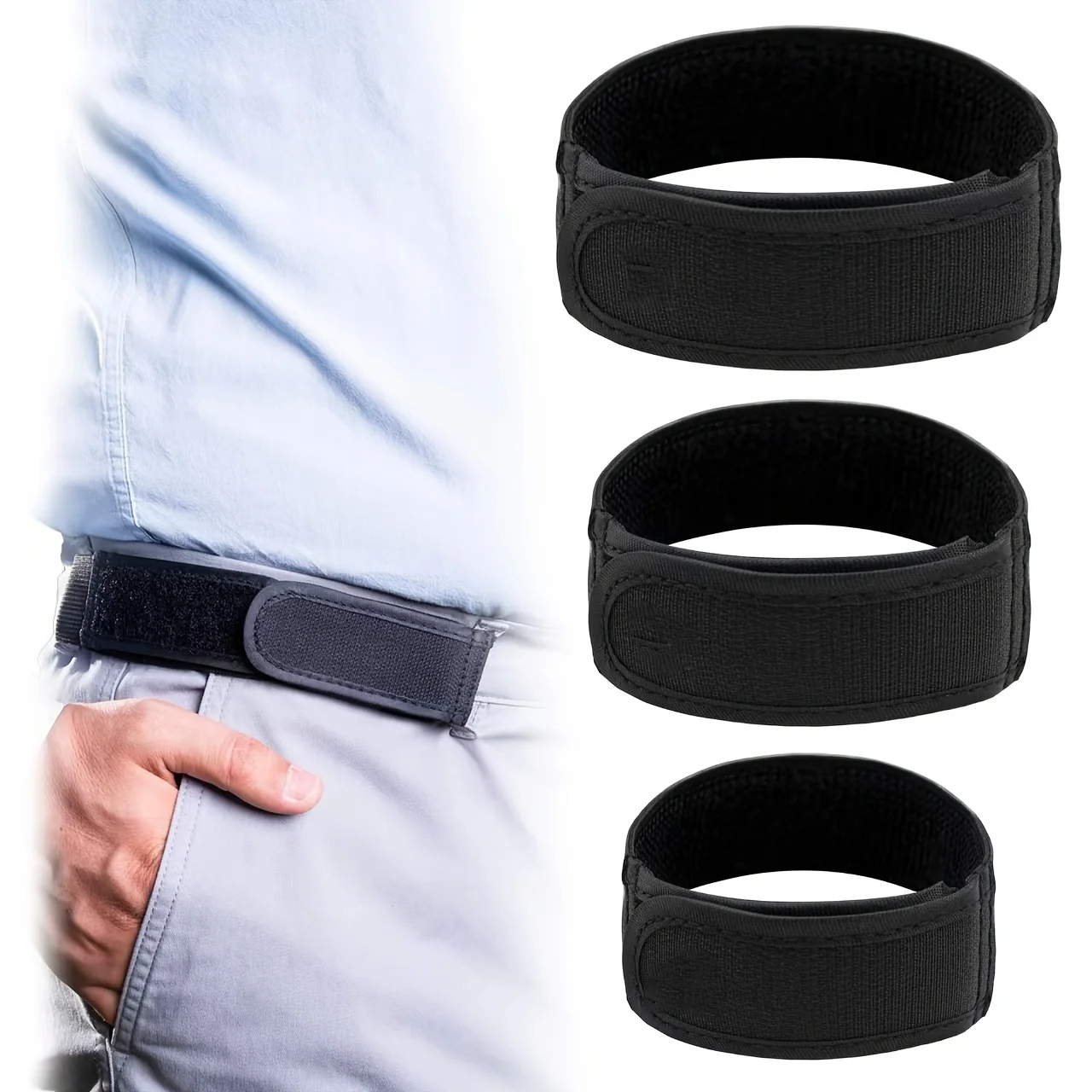 2Pcs Unisex No-Buckle Elastic Belt With Adjustable Invisible Elastic Belt For Casual and Versatile Use, Convenient Velcro Belt