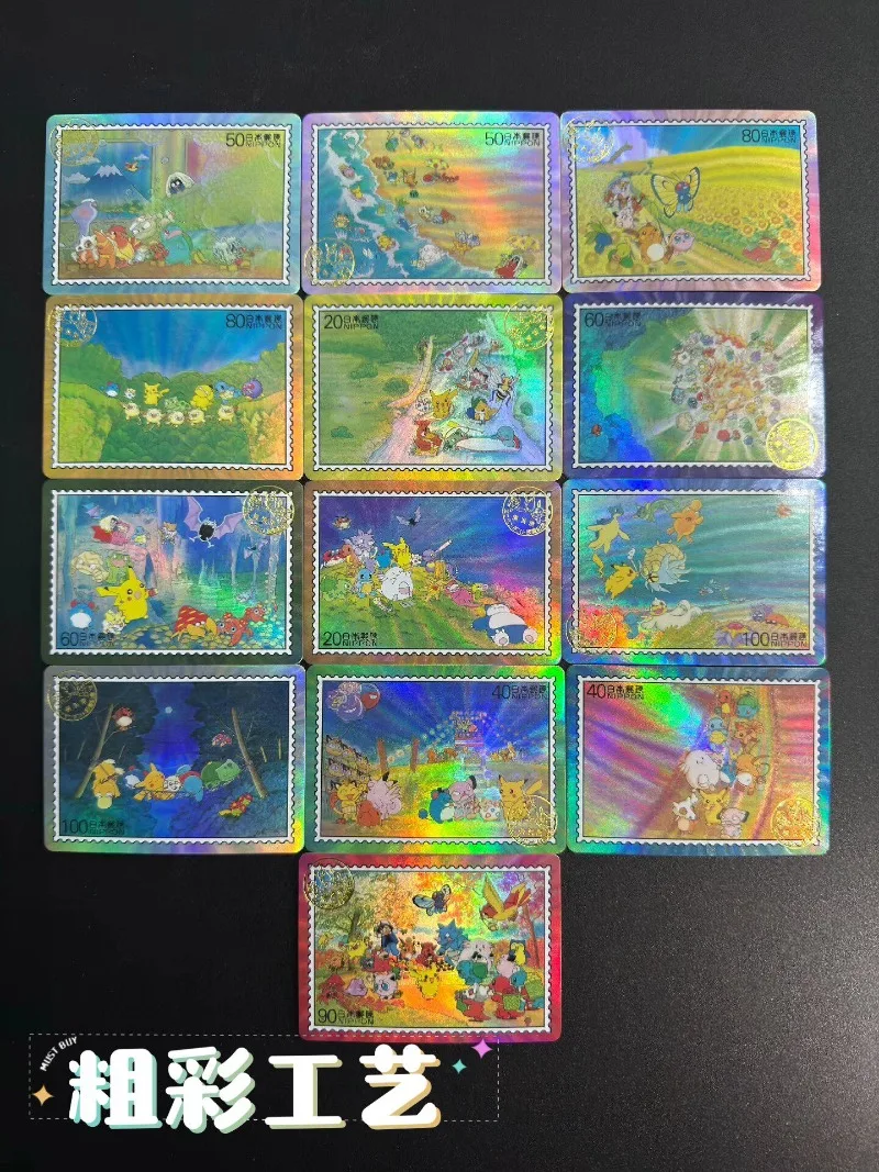 

DIY 14 шт. покемон Пикачу, серия штампов, горизонтальные карты сцены, самоконтроль, сбор подписей, торговая флэш-карта, аниме, мультфильм