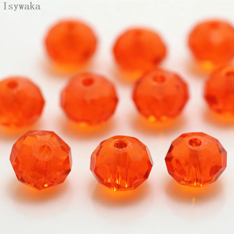 Isywaka Orange 6*8mm 65pcs Rondelle  Austria faceted Crystal Glass Bead Loose Spacer Round Bead for Jewelry Making