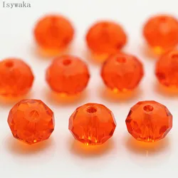 Isywaka Orange 6*8mm 65pcs Rondelle  Austria faceted Crystal Glass Bead Loose Spacer Round Bead for Jewelry Making