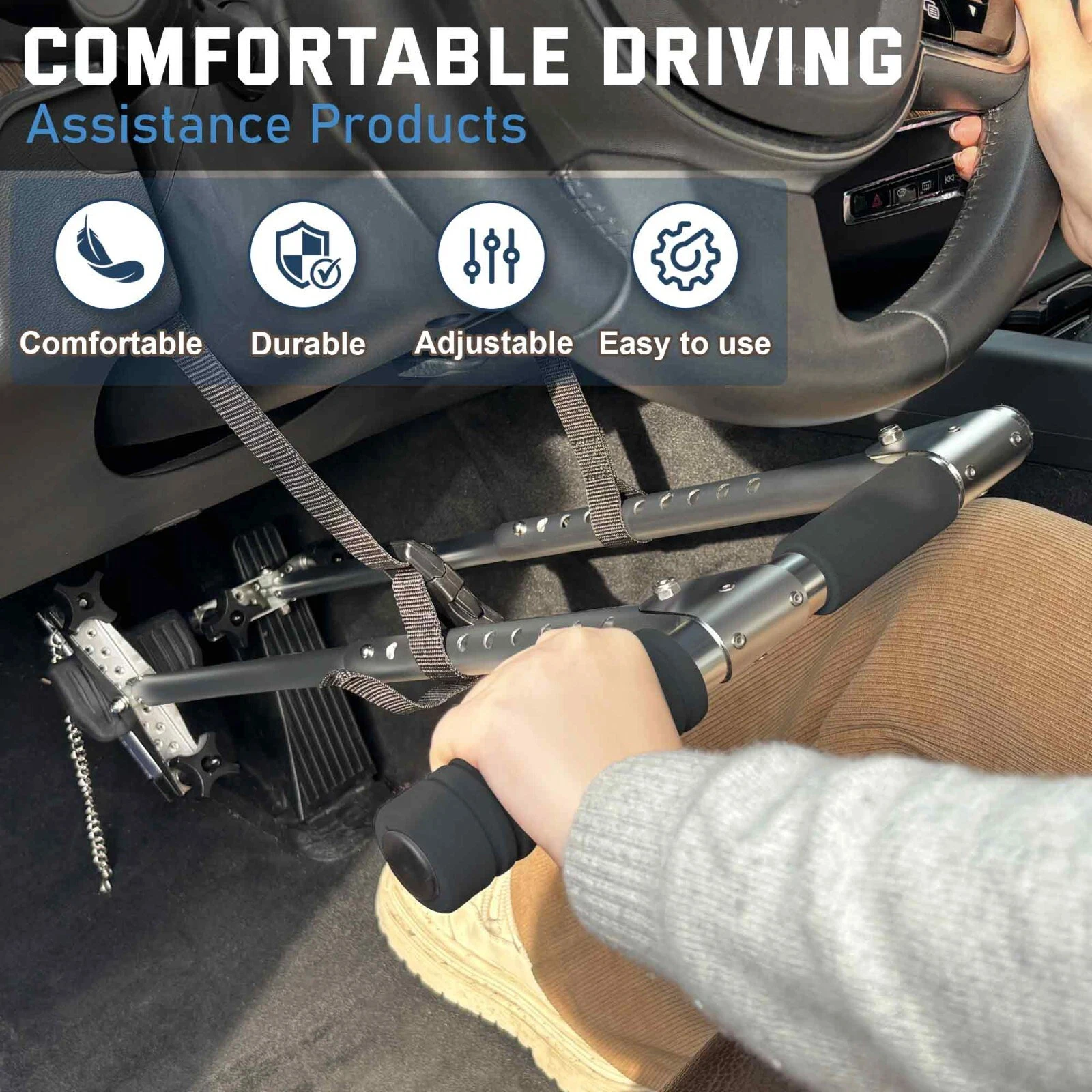 

Handicap Driver Hand Control Adjustable Length Portable Car Hand Controls Handicap Driving Hand Control for Disabled Drivers