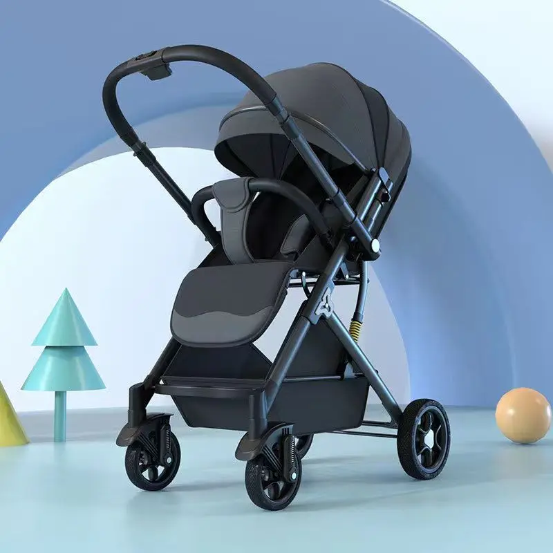 NONE Leichter Kinderwagen Zwei-Wege-Kinderwagen Kinderwagen hohe Landschaft Wirbelsäulen schutz Neugeborenen Baby Allrad Kinderwagen 3
