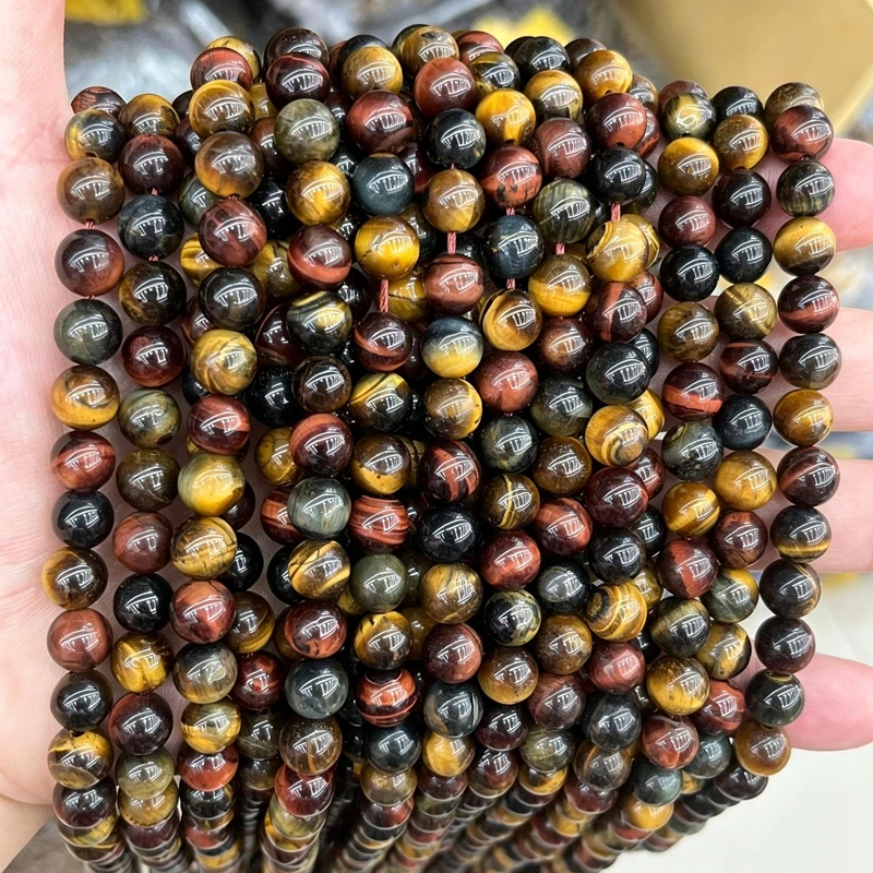 Natural Tiger Eye Beads Tricolor Round Beads Diy Bracelet Necklace for Jewelry Making 15