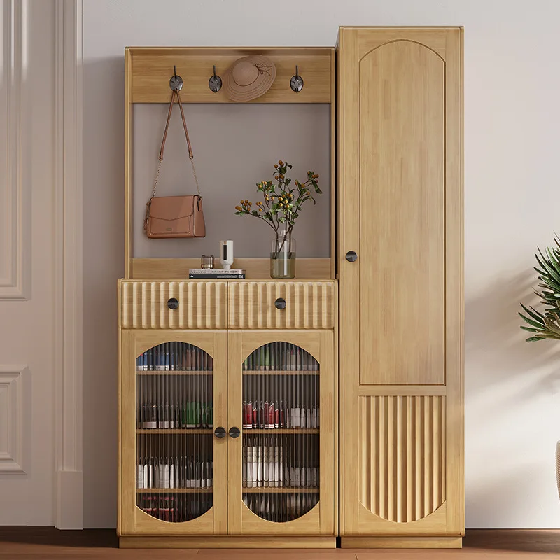Shoe cabinet Home entrance Entry porch cabinet Entry door Living room Rubber wood large-capacity locker
