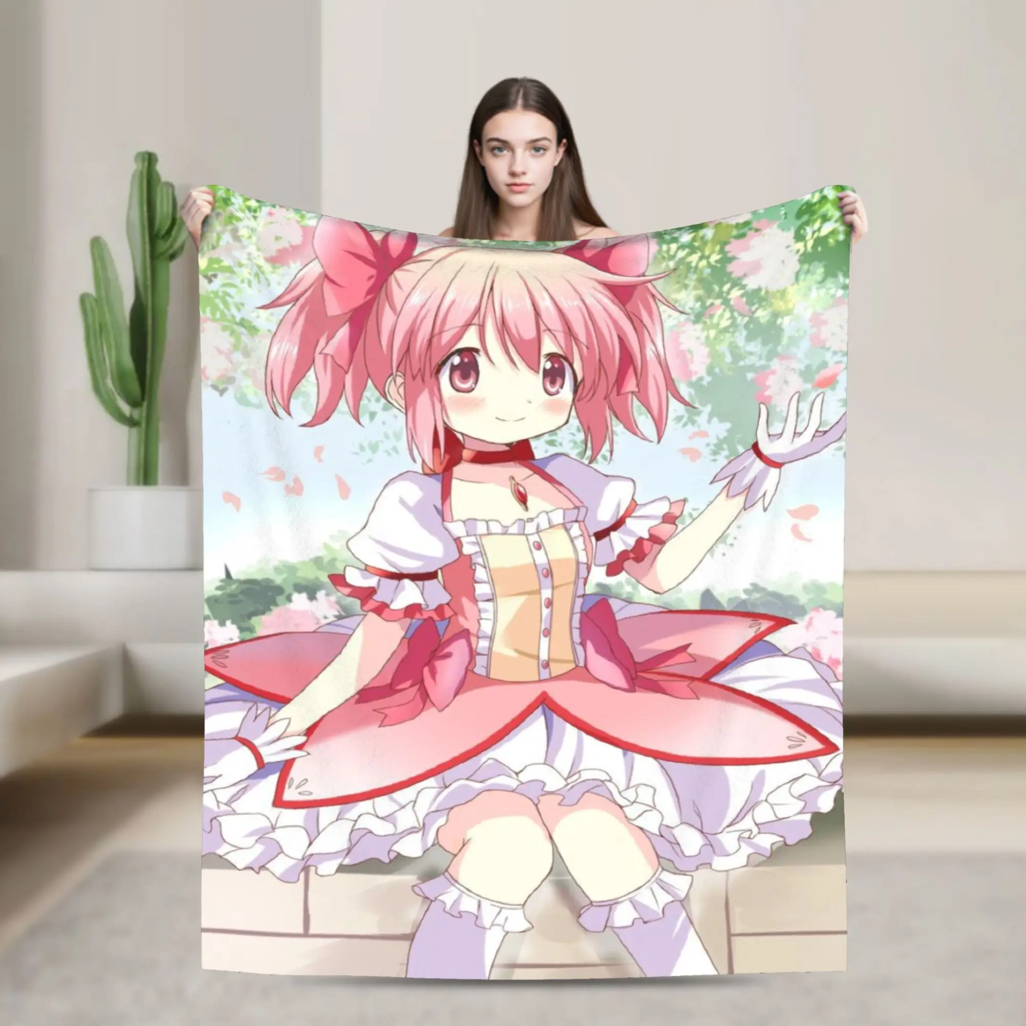 Stylish Puella Magi Madoka Magica Anime Blankets Soft Coral Fleece Plush  Comfortable Throw Blankets Machine Washable