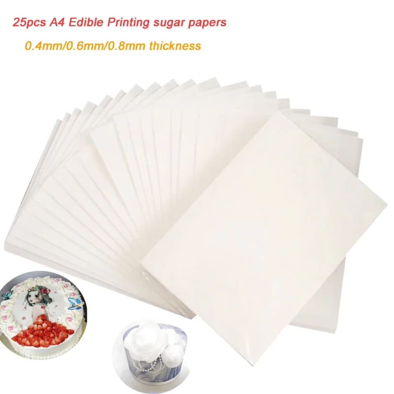 A4 25pcs Wafer Paper Blank Edible Icing Sugar Paper for Cake Decorating Edible Printing Kosher Paper Sugarcraft Baking Supply