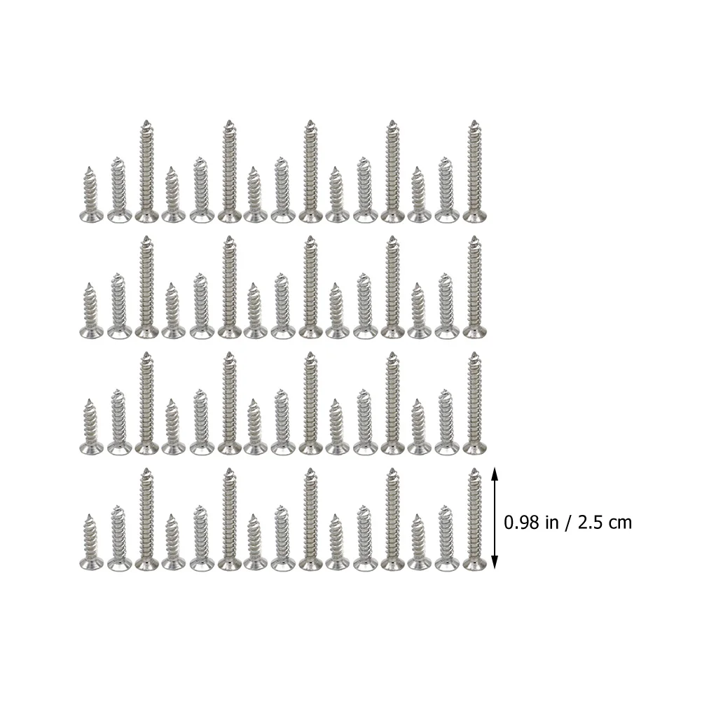 

300 Pcs Screws Stainless Steel Self-tapping Flat Wood Silver Assortment Hexagon Head