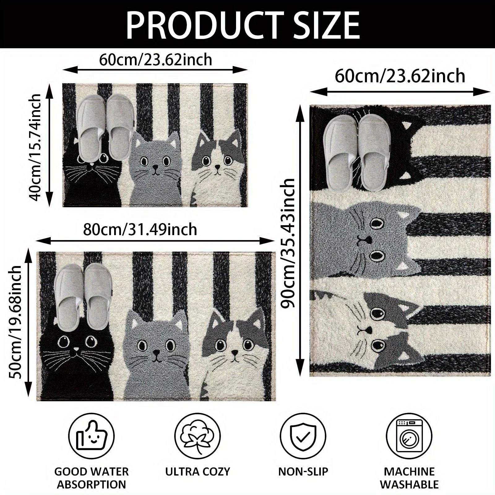 عدم الانزلاق مخطط الكرتون القط السجاد لينة سجادة باب عدم الانزلاق الكلمة حصيرة السجاد سجادة غرفة النوم غرفة المعيشة سجادة خارجية المنزلية #5