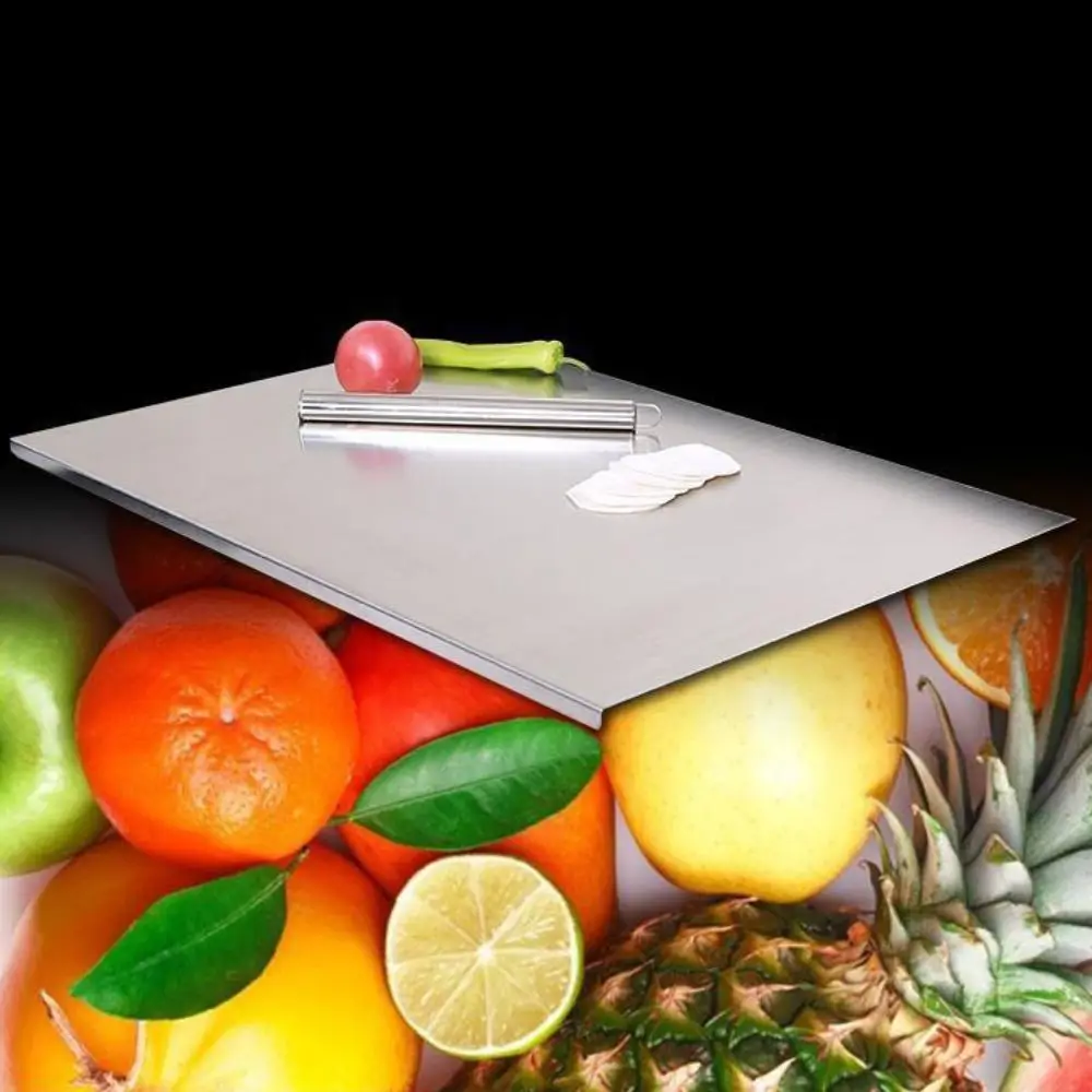 Rectangular Stainless Steel Cutting Board Sterile Mildew-Proof Food Chopping Board with Lip Countertop Protector Fruit