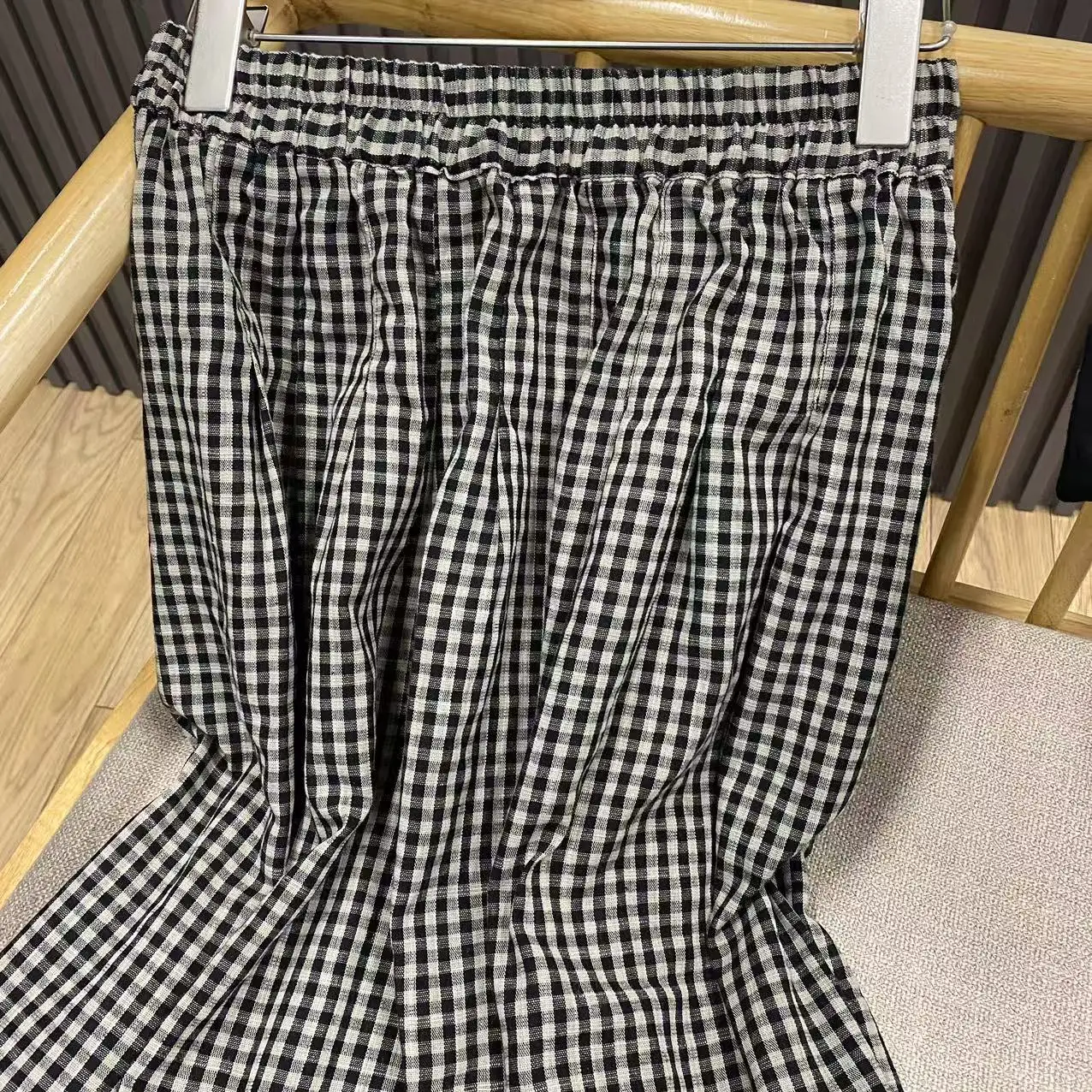 Jupe mi-longue rétro à carreaux en pur coton, taille haute, ample, polyvalente, amincissante, ligne a, pour femmes, pour les déplacements quotidiens