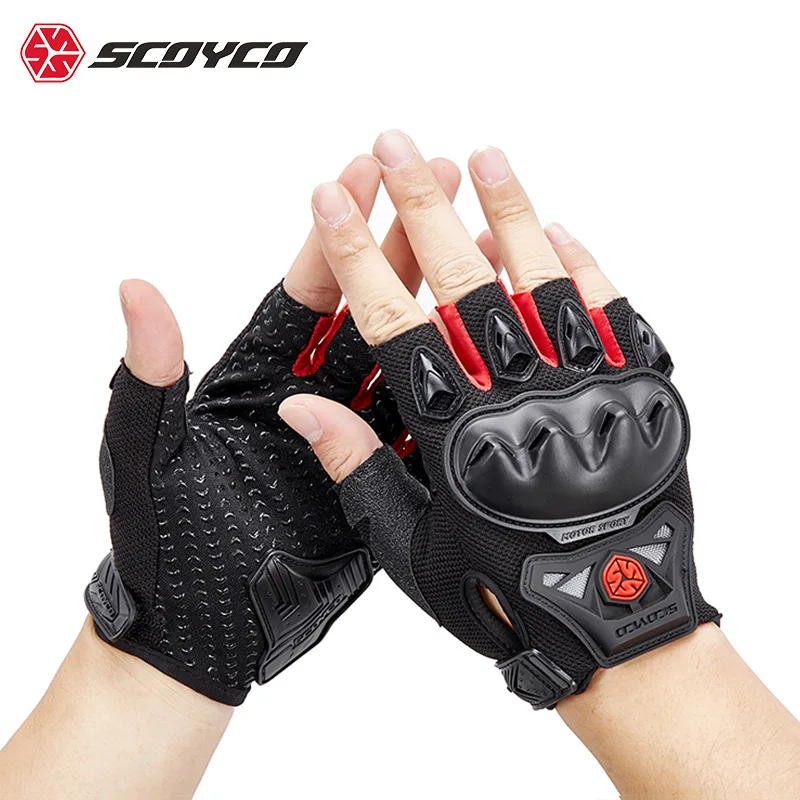

Half Finger Motorcycle Gloves Protective Shell Anti-Fall Breathable Summer Motorbike Riding Gloves