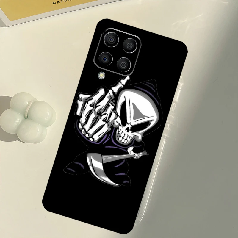 Middle Finger Skeleton Skull Bone For Samsung Galaxy M15 M35 M21 M16 M06 M33 M13 M53 M11 M31 M55 M14 M34 M54 M12 M32 M52 Case
