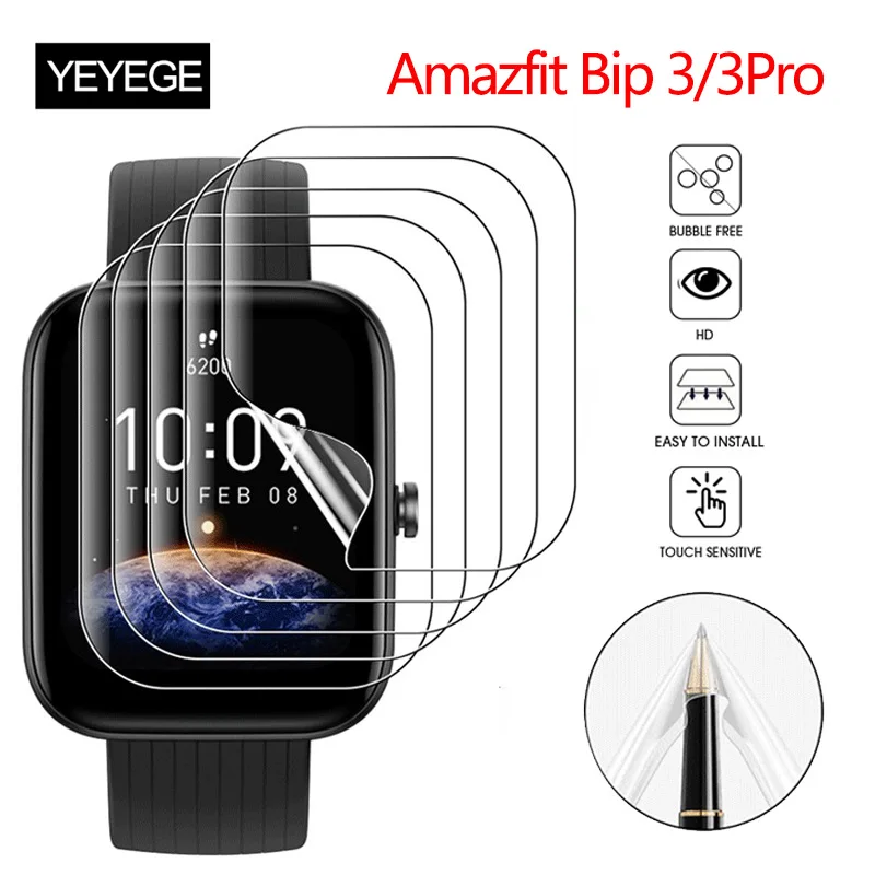 1-5 Buah Film Hidrogel TPU Lembut untuk Amazfit Bip 3 Film Pelindung Layar Jam Tangan Pintar untuk Amazfit Bip 3Pro/Bip 3 Film Cakupan Penuh