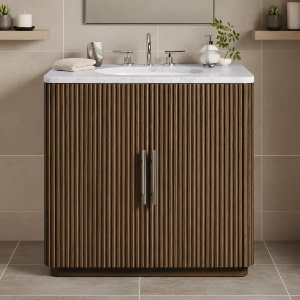 #American Style Simple Design Single Vanity Furniture Set Solid Wood Bathroom