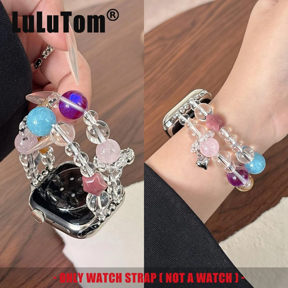 

Модный ремешок с кристаллами и камнями для Apple Watch Series 10, 9, 8, 7, 6, 5 SE Ultra iWatch 38/40/41/42/44/45/46/49 мм, эластичный браслет