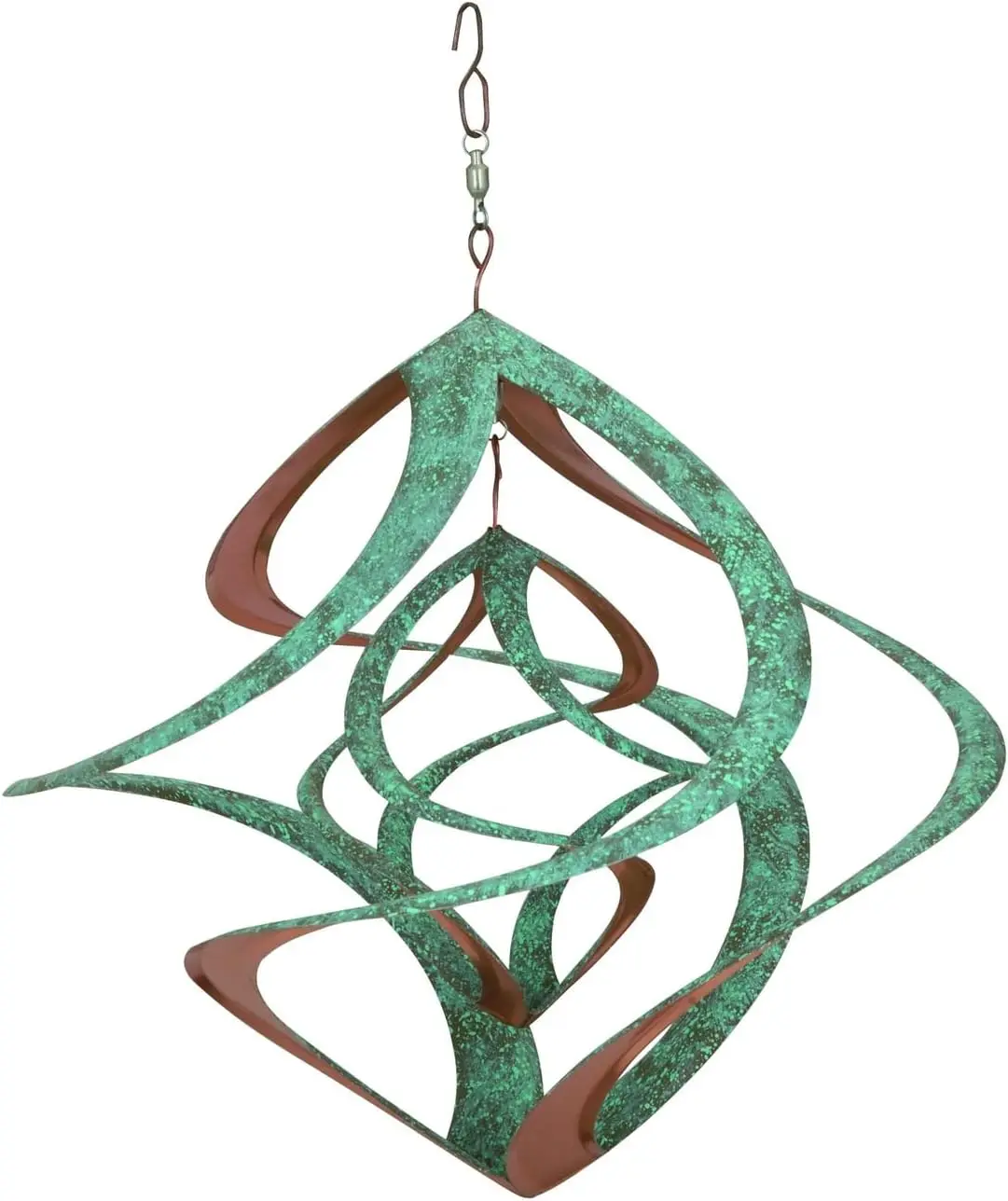 

Double Helix Wind Spinner, 14-Inch Copper and Patina Design for Garden Decor