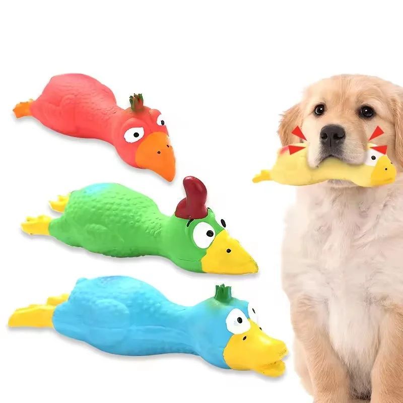 Cute Dog Squeak Toy Latex Chicken Shape Durable Chew for Small-Medium Breeds Interactive Pet Supplies