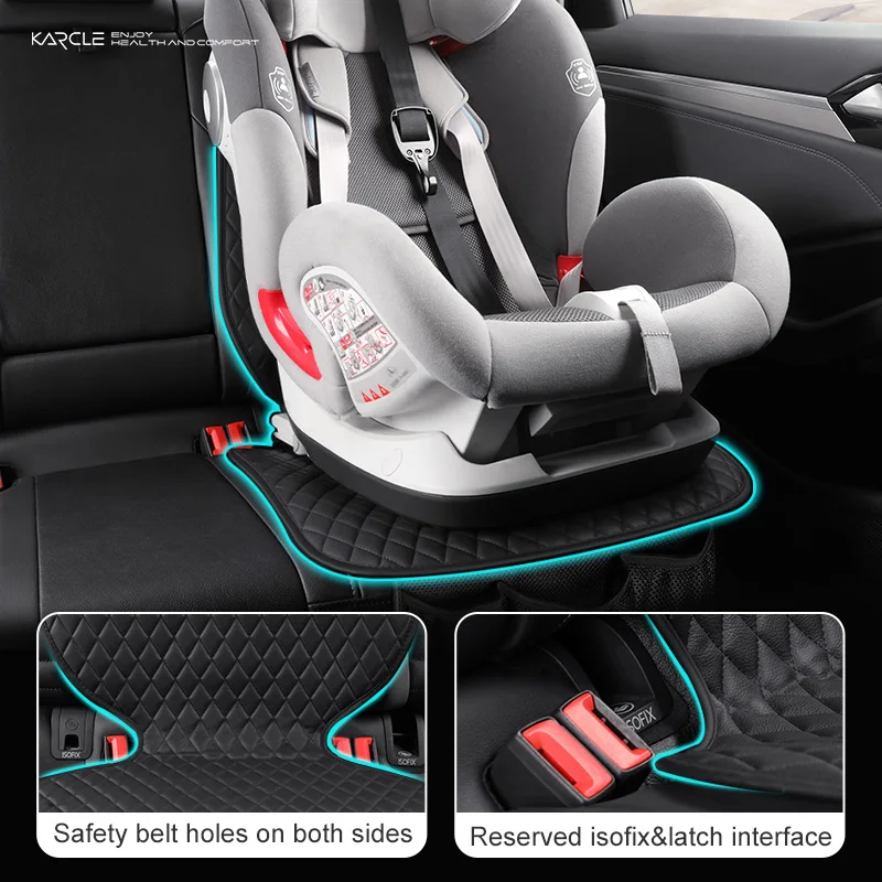 Car Seat Safety Protector Leather Pad for Kids Baby Pets Universal Rear Seat Cushion Child Protective Mat With Storage Net Cover