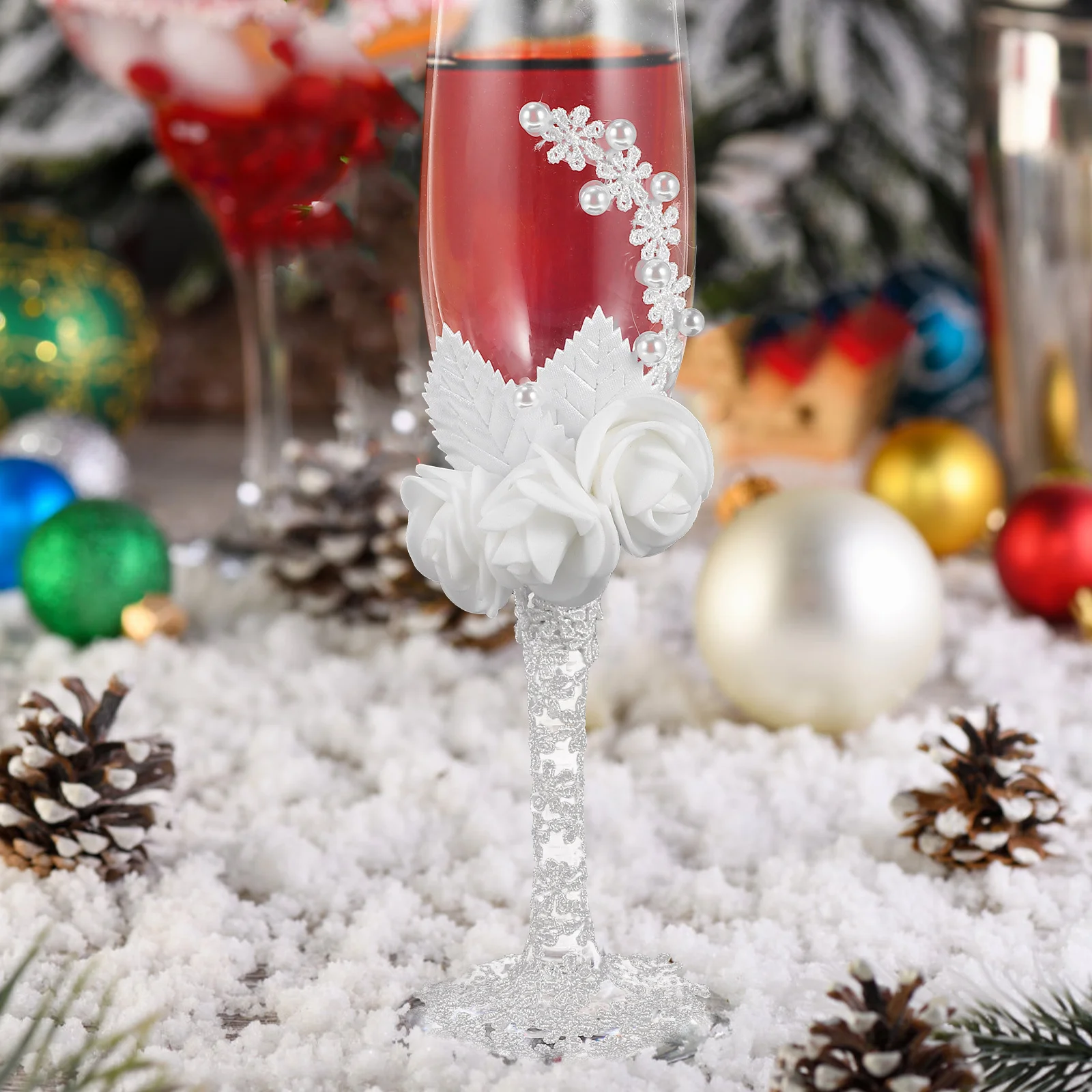 

1 Pair Wedding Goblet Glass Cup Lace Wine Glass For Bridal Party Event Tableware Kitchen Barware Wedding Drinkware